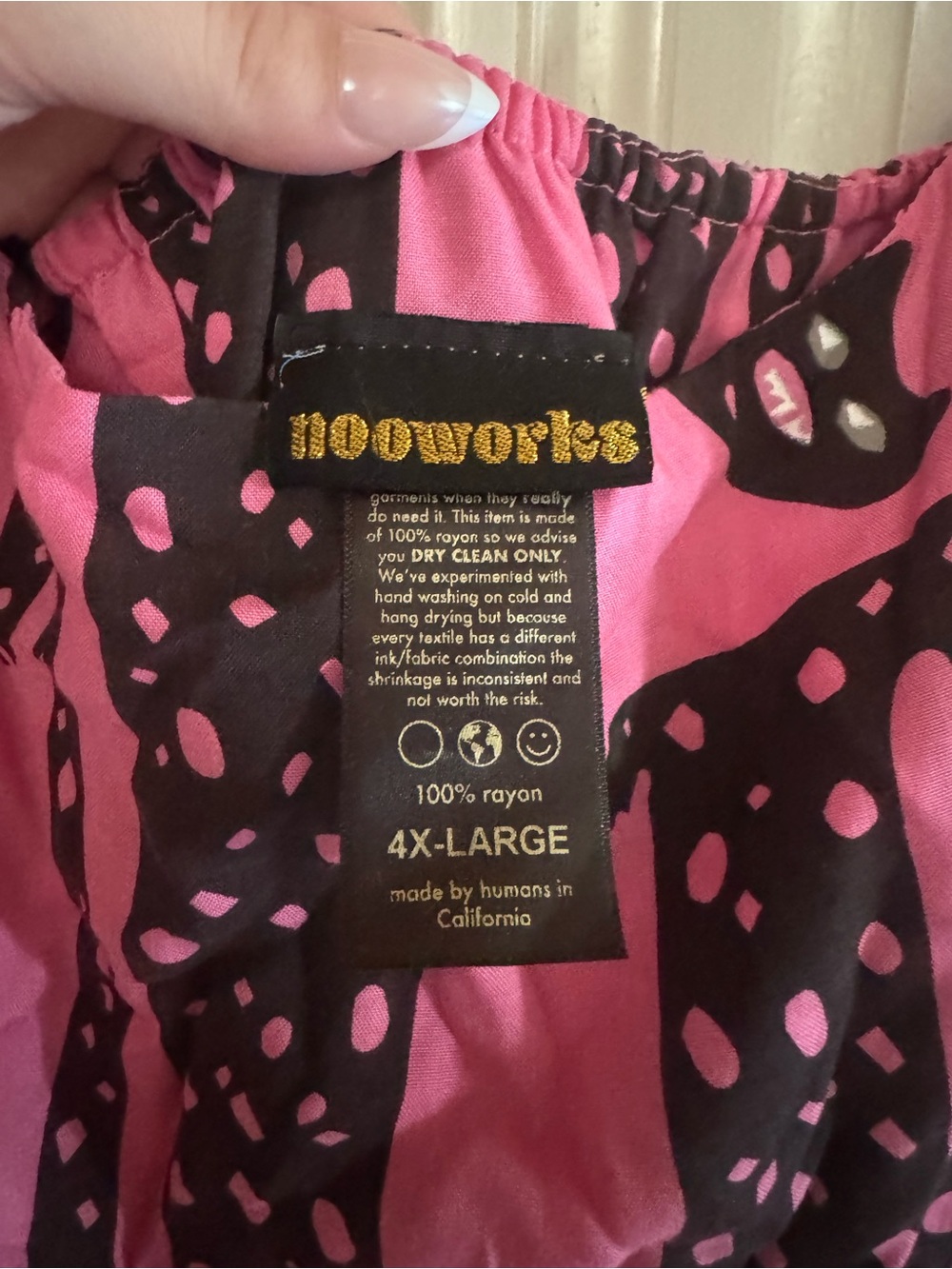 Nooworks pink romper/jumpsuit with black cat on it - Picture 3 of 3
